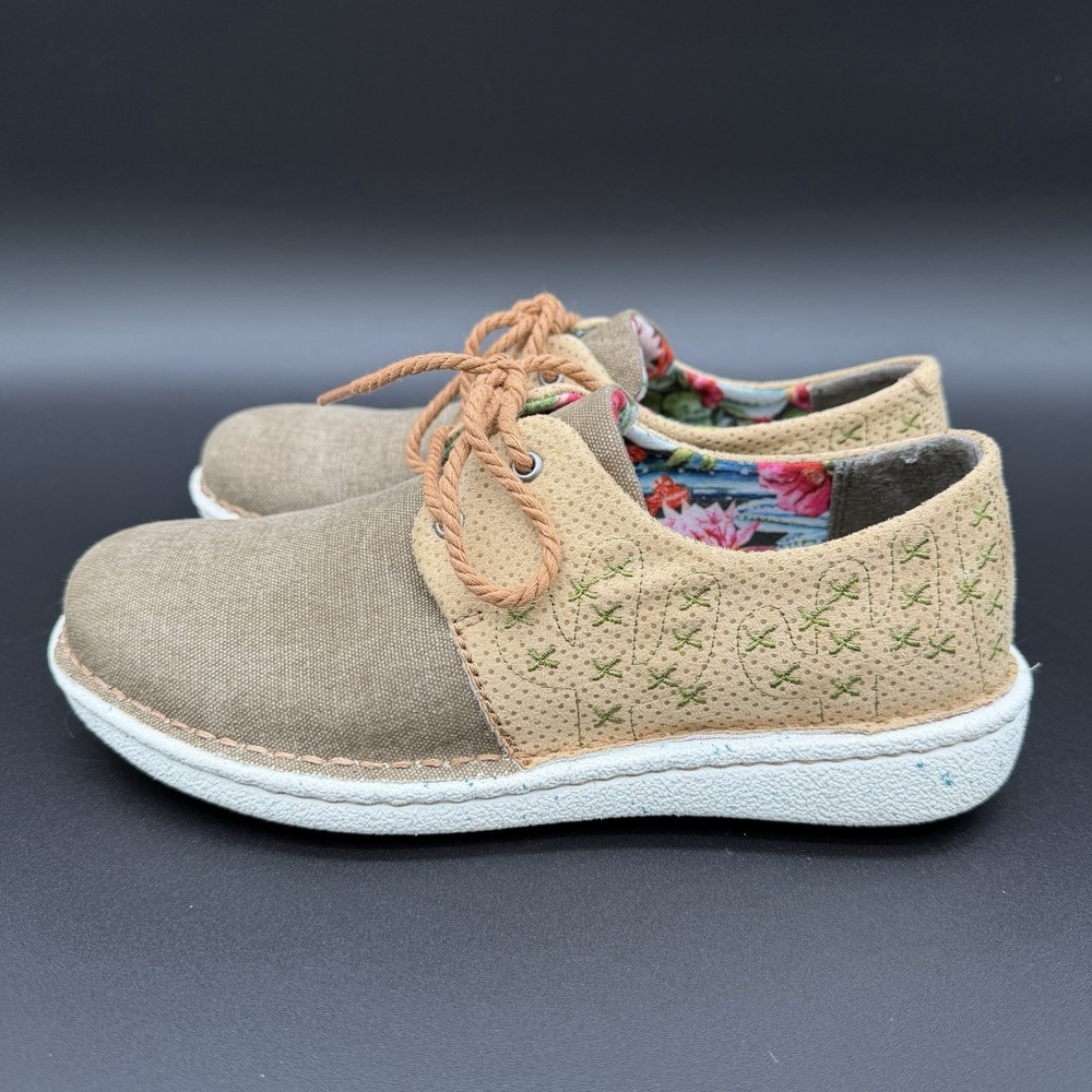 Justin Women's Cac-Tie Tan Khaki Lace-Up Shoes Casual Shoes Lightweight Size 5
